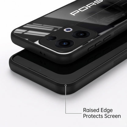 Oppo Reno 13 5G 5G Premium Acrylic Shockproof Glass Back Case (Black Porsche)