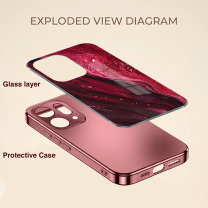 Oppo Reno 14 5G Marble Burgundy Electroplated Glass Back Case