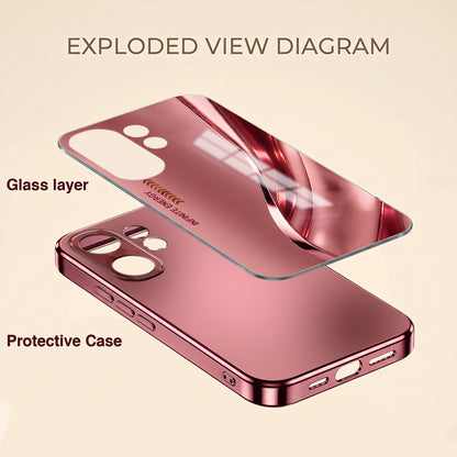 Vivo V60 5G Luxury Infinity Energy Pink Electroplated Glass Phone Back Case