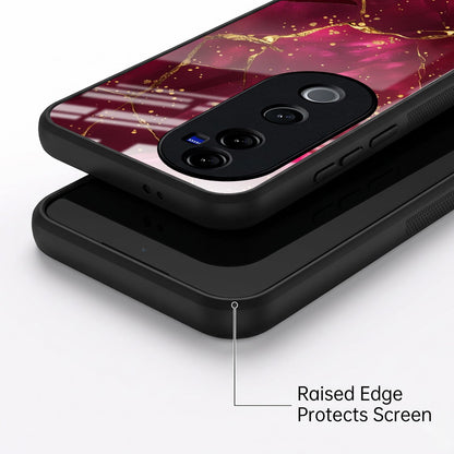 Vivo V40 Pro 5G Luxury Crimson Marble Acrylic Glass Back Case