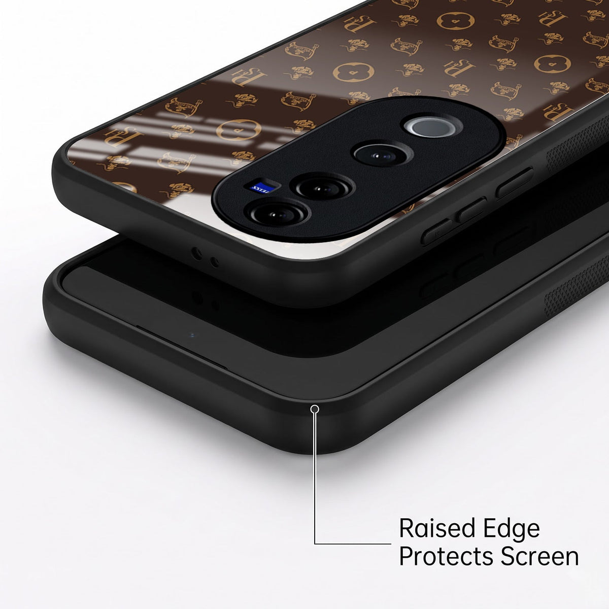 Vivo V40 Pro 5G Luxury Monogram Brown Acrylic Glass Back Case