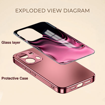 Oppo Reno 13 Pro 5G Liquid Wave Pink Electroplated Glass Phone Back Case