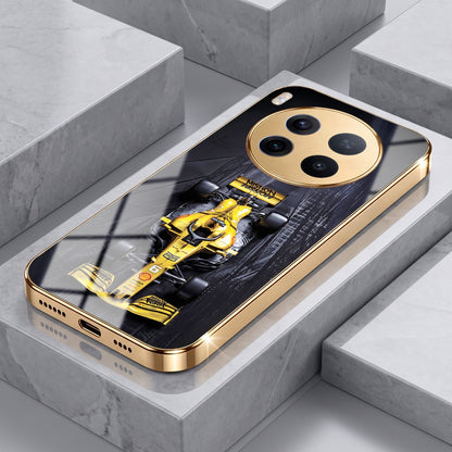 Vivo X300 Pro 5G F1 Racing Car Gold Electroplated Glass Phone Back Case