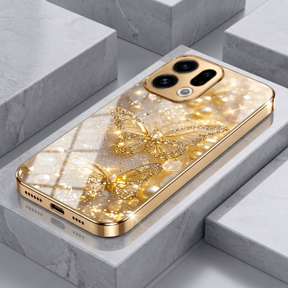 Oppo Find X9 5G Golden Butterfly Gold Electroplated Glass Phone Back Case