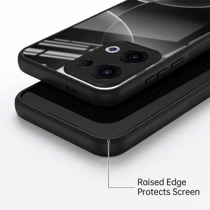 Oppo Reno 13 5G Premium Acrylic Shockproof Glass Back Case (Black Wave)