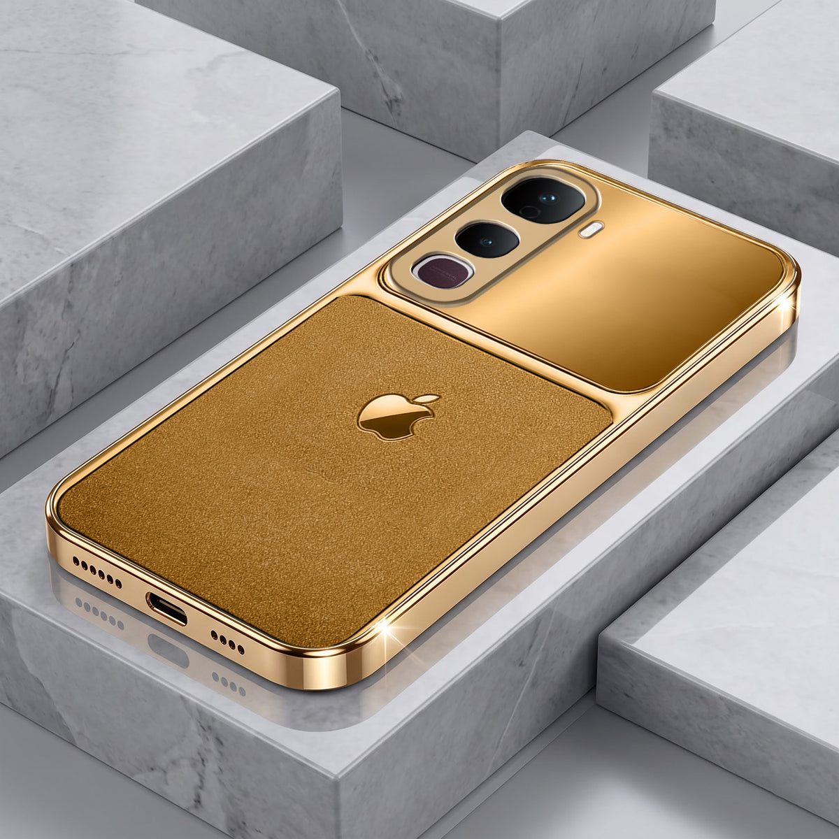Vivo Y400 Pro 5G Royal Touch Apple Gold Electroplated Glass Phone Back Case