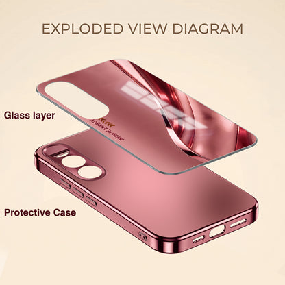 Vivo V70 FE 5G Luxury Infinity Energy Pink Electroplated Glass Phone Back Case