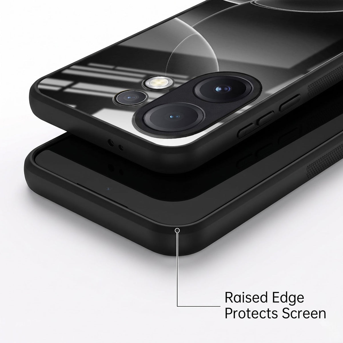 Vivo V60 5G Premium Acrylic Shockproof Glass Back Case (Black Wave)