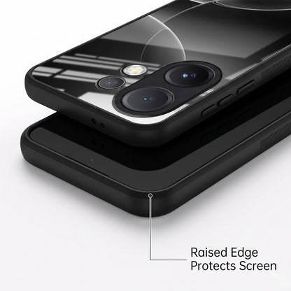 Vivo V60 5G Premium Acrylic Shockproof Glass Back Case (Black Wave)