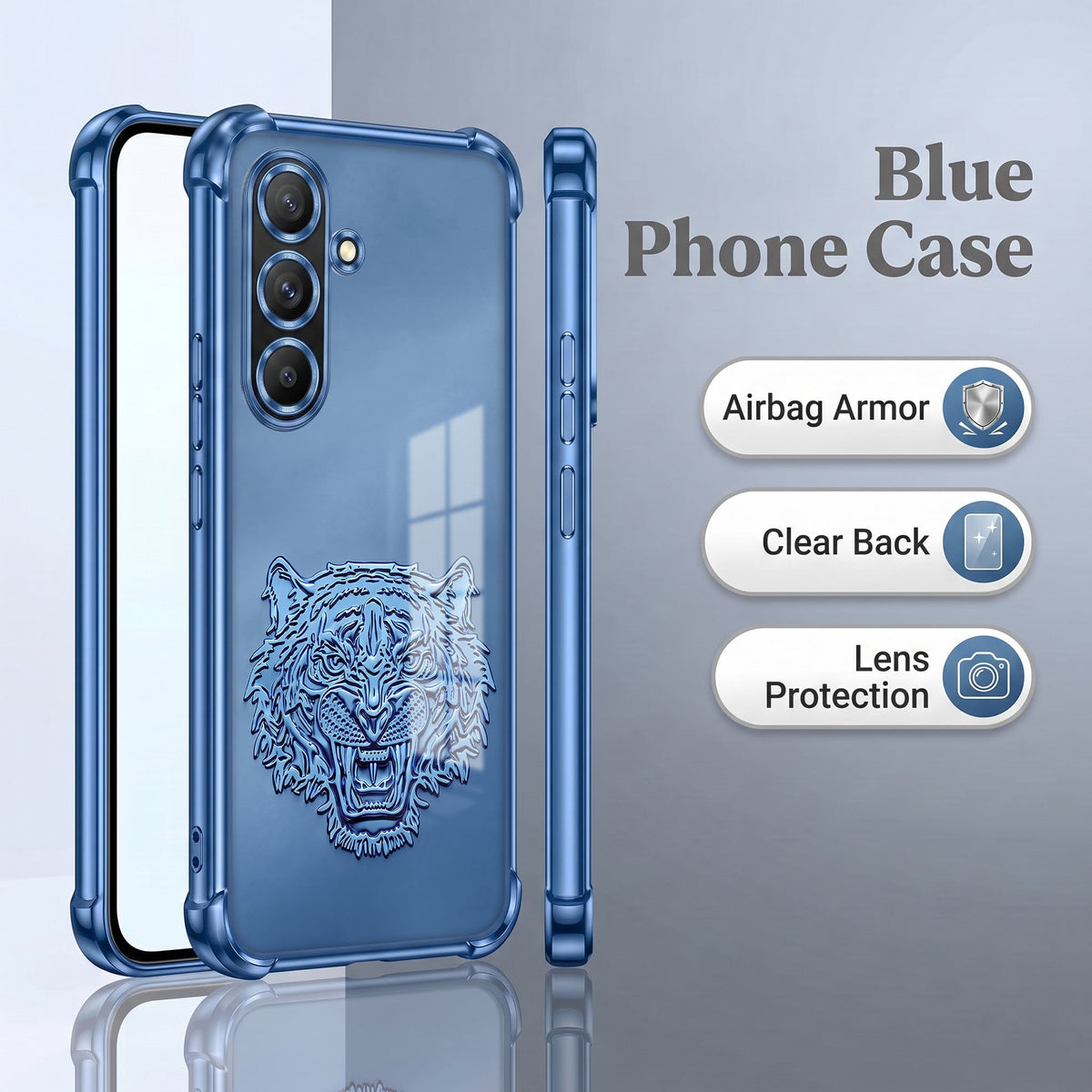 Samsung Galaxy A36 5G Tiger Face Blue Airbags Printed Back Case