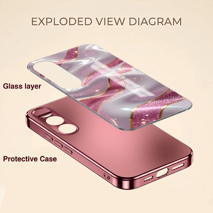 Vivo V70 FE 5G Pearl Marble Pink Electroplated Glass Phone Back Case