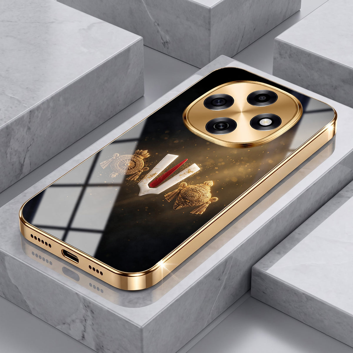 OPPO F31 Pro 5G Royal Heritage Edition Gold Electroplated Glass Phone Back Case