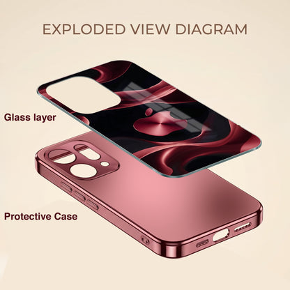 Oppo Reno 14 5G Wave Apple Burgundy Electroplated Glass Back Case