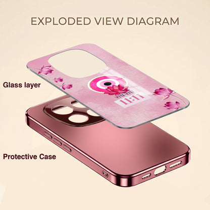 Redmi Note 15 Pro+ 5G Luxury Radhe Radhe 11:11 Pink Electroplated Glass Phone Back Case