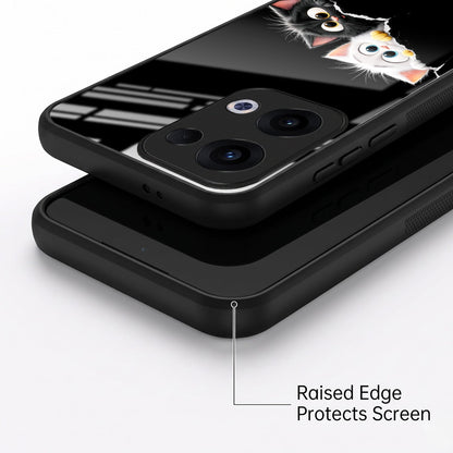 Oppo Reno 13 5G Premium Acrylic Shockproof Glass Back Case (Cute Paws)
