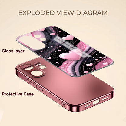Vivo V60 5G Love Sparkle Pink Electroplated Glass Phone Back Case