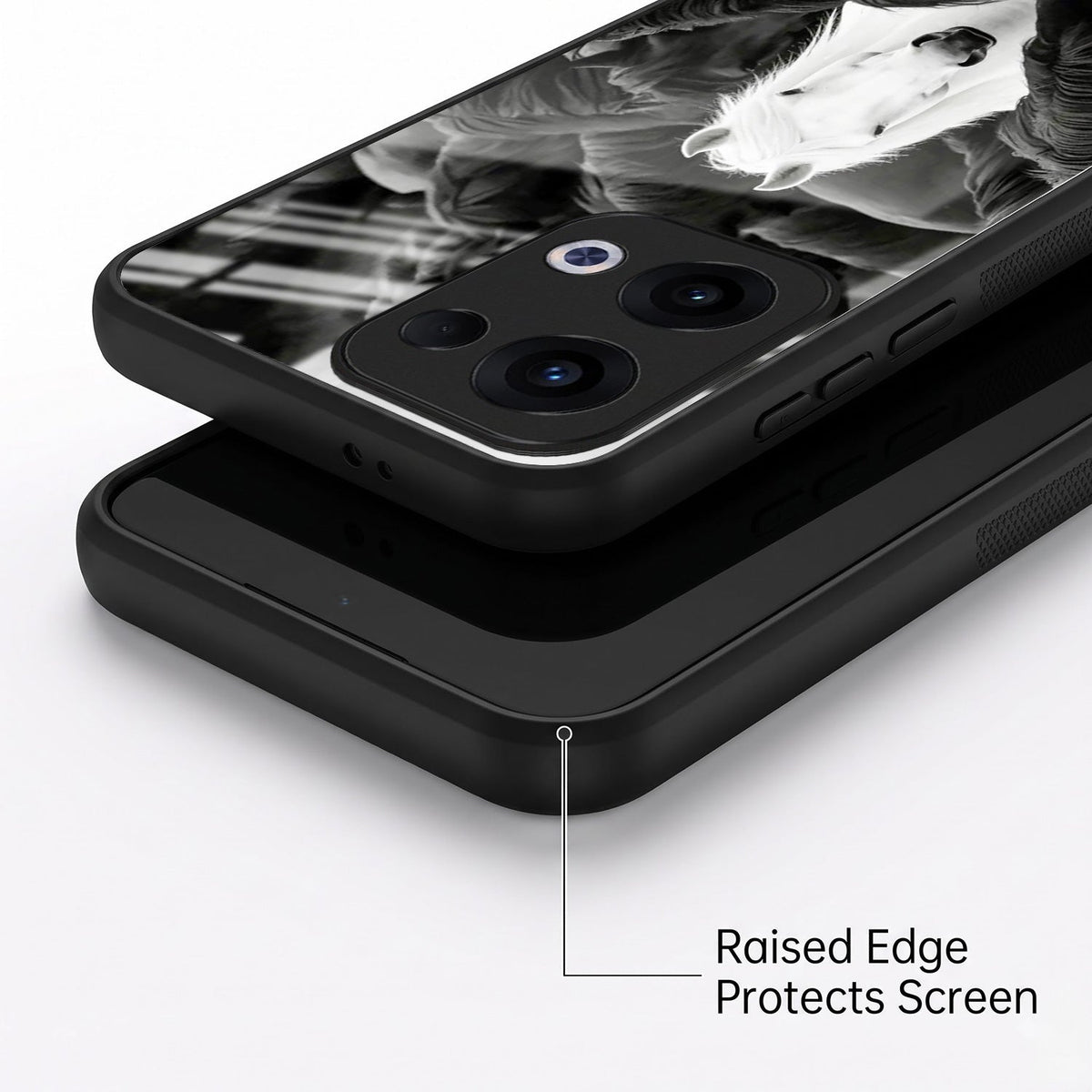 Oppo Reno 13 5G Premium Acrylic Shockproof Glass Back Case (Mystic Stallion)