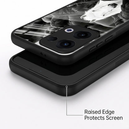 Oppo Reno 13 5G Premium Acrylic Shockproof Glass Back Case (Mystic Stallion)