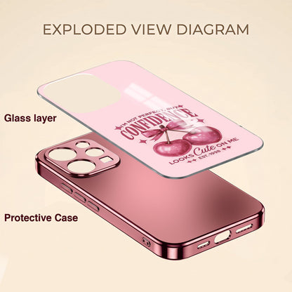 Vivo V70 5G Luxury Cherry Bow Pink Electroplated Glass Phone Back Case