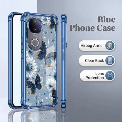 Vivo V50 5G Blue Butterfly Floral Airbags Printed Back Case