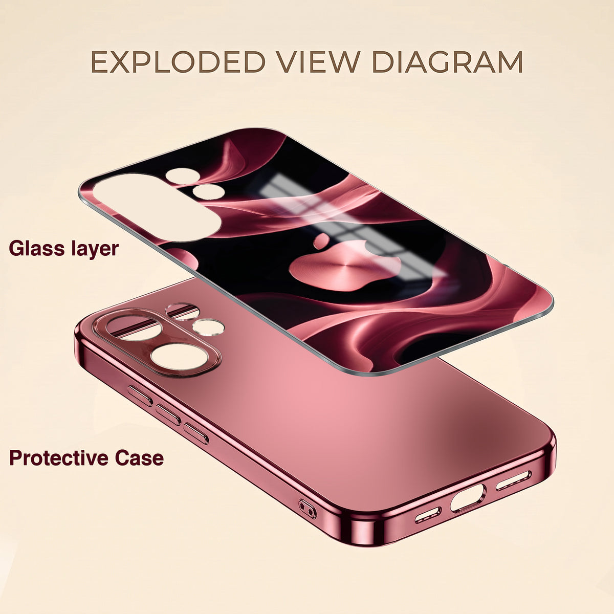 Vivo V60 5G Luxury Wave Pink Electroplated Glass Phone Back Case