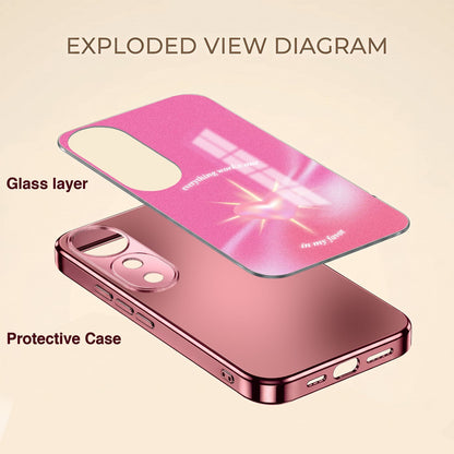 Vivo V40 Pro 5G Luxury Glowing Heart Pink Electroplated Glass Phone Back Case