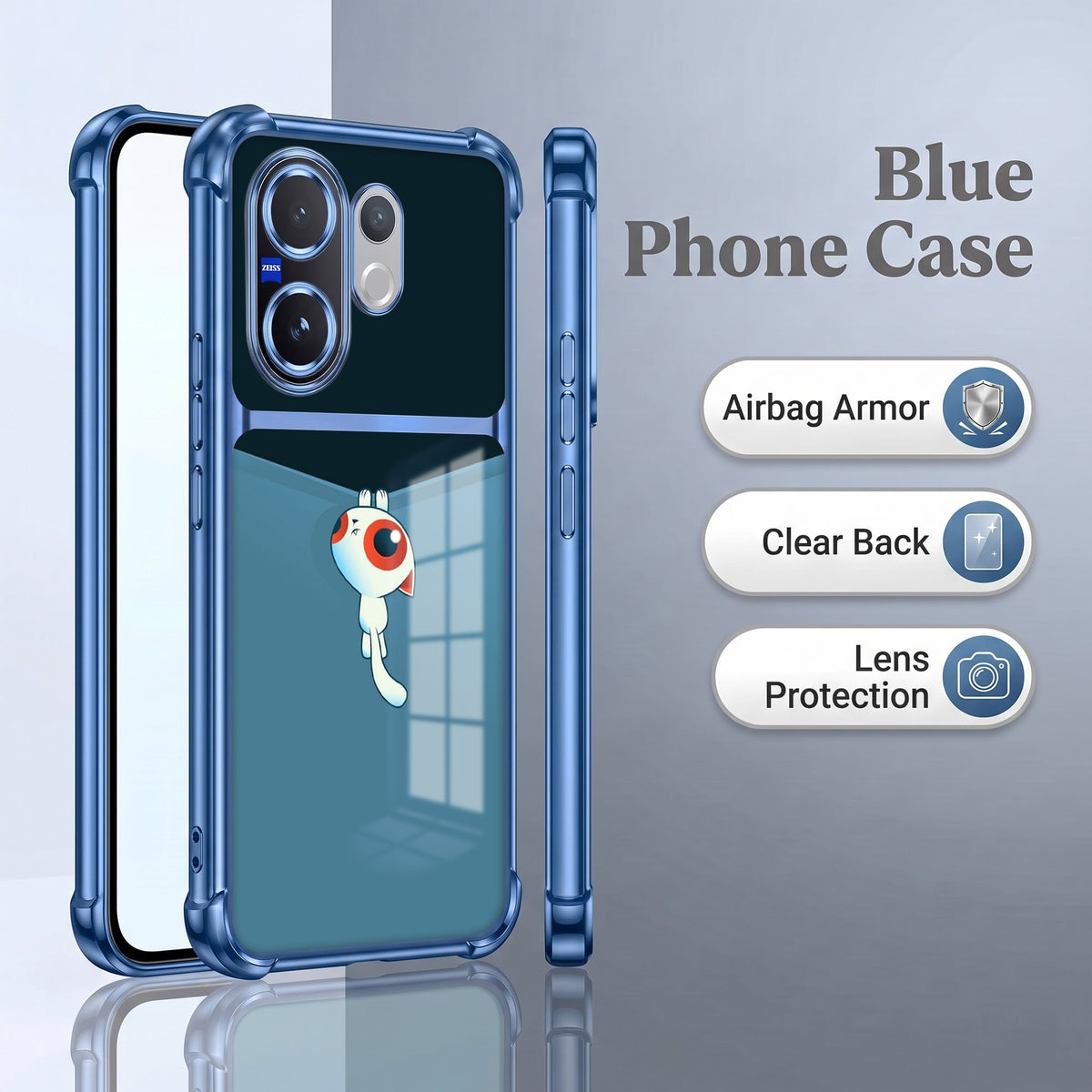 Vivo V60 5G Cute Cyclops Monster Dual-Tone Transparent Airbags Case