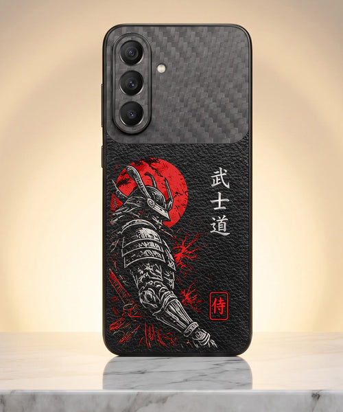 Samsung Galaxy A57 5G Samurai Mask Carbon Fiber Leather Hybrid Back Case