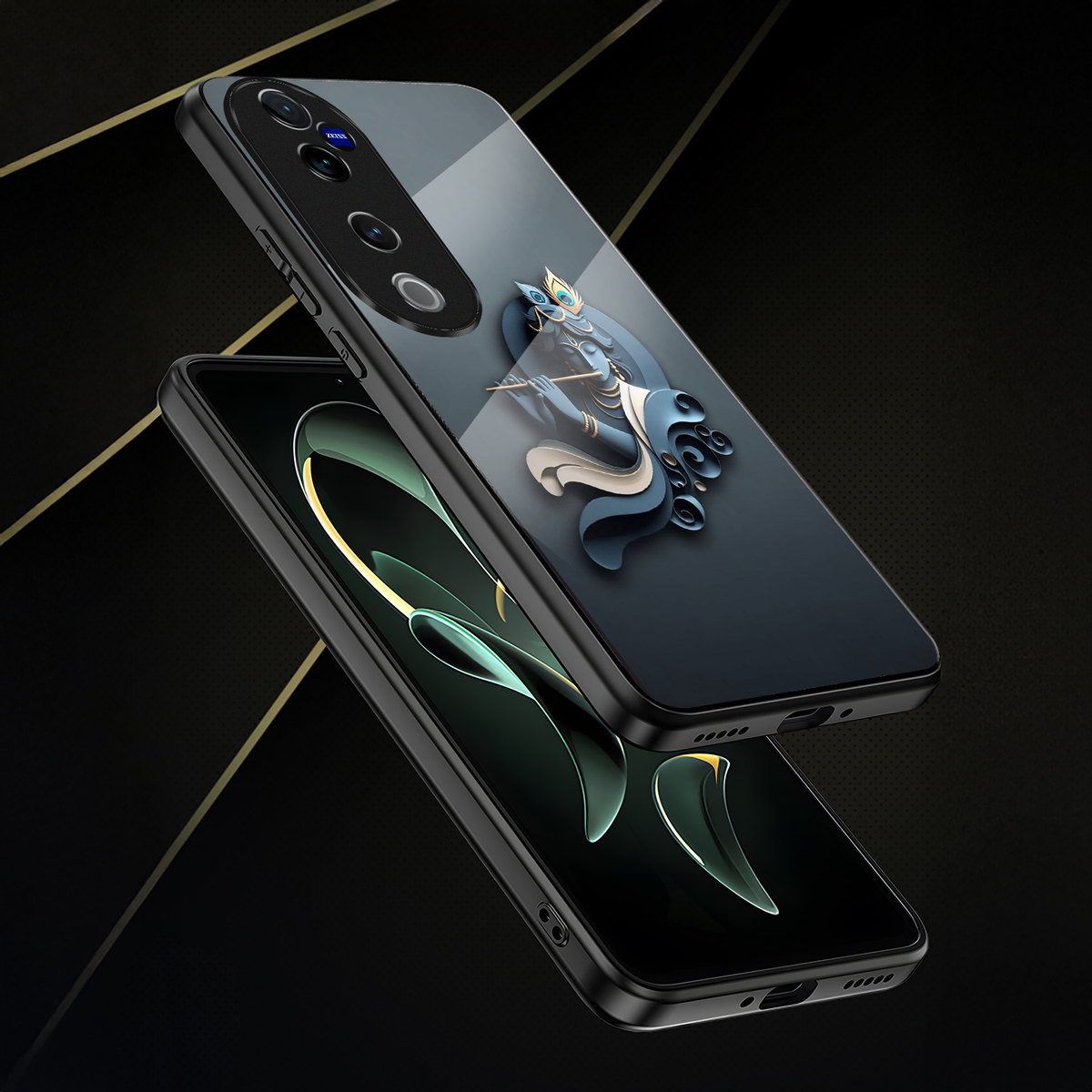 Vivo V40 Pro 5G Premium Acrylic Shockproof Glass Back Case (Krishna Ji)