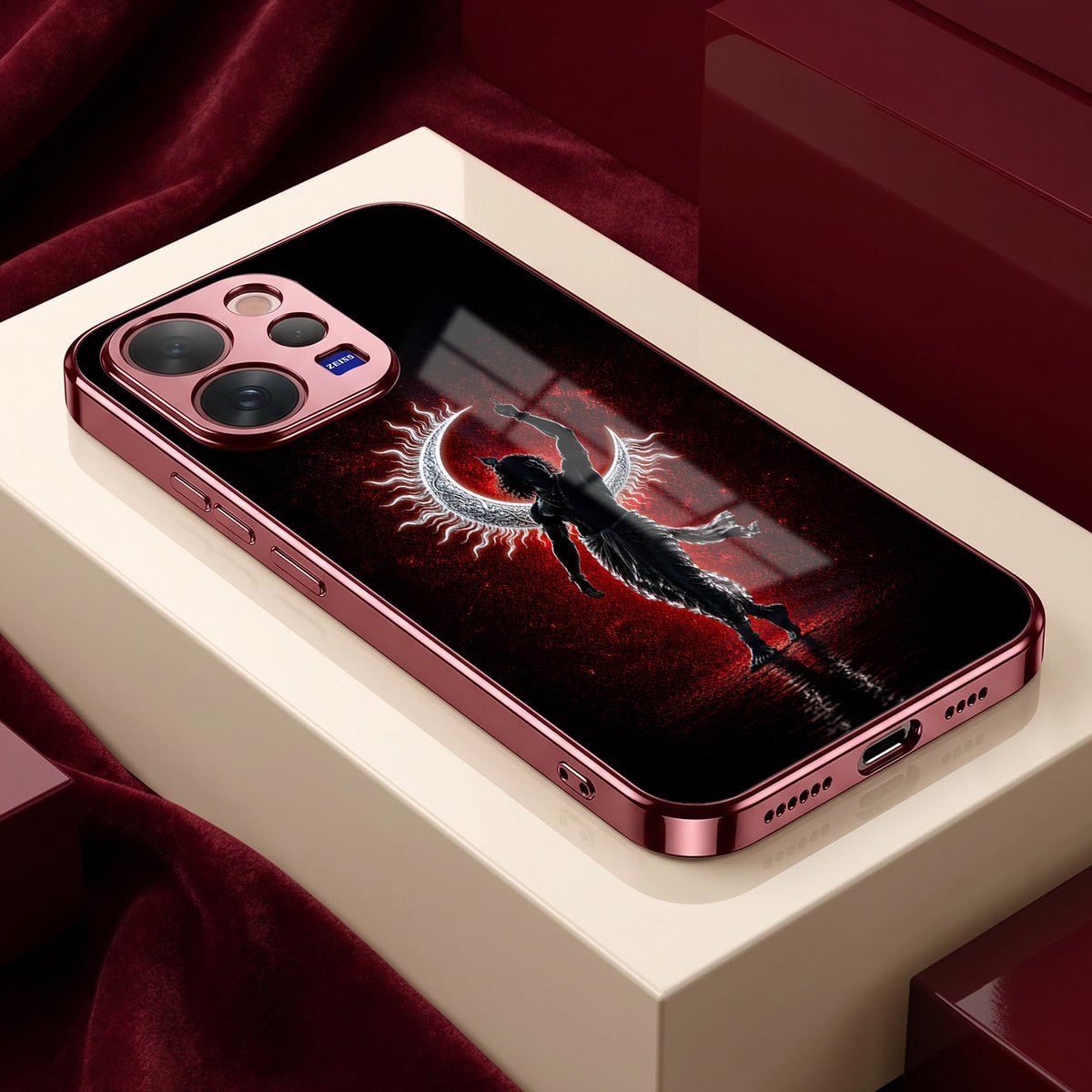 Vivo V70 5G Crimson Divine Burgundy Electroplated Glass Back Case