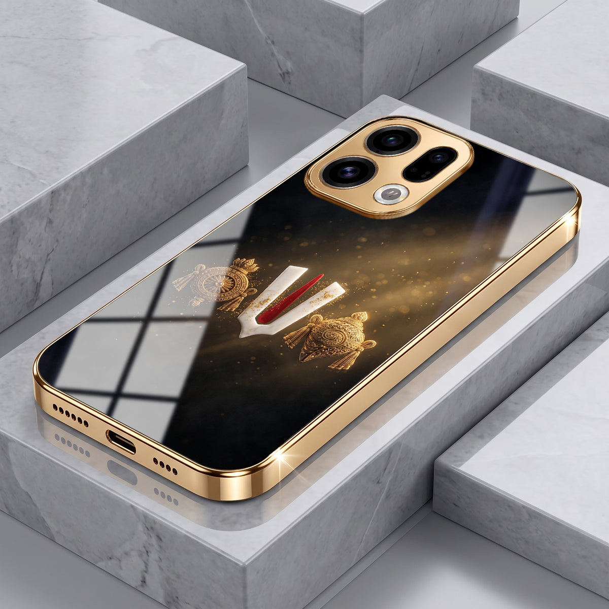 Oppo Find X9 5G Royal Heritage Edition Gold Electroplated Glass Phone Back Case