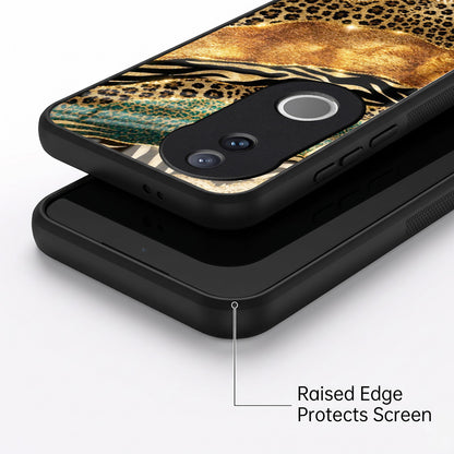 Vivo V50 5G Golden Leopard Acrylic Glass Back Case