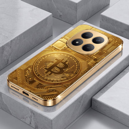 Redmi Note 15 Pro+ 5G Bitcoin Gold Electroplated Glass Phone Back Case