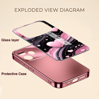 Oppo F33 Pro 5G Love Sparkle Pink Electroplated Glass Phone Back Case