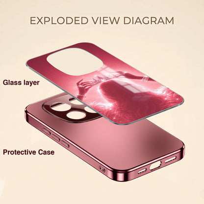 Redmi Note 15 Pro+ 5G Luxury Crown Queen Pink Electroplated Glass Phone Back Case