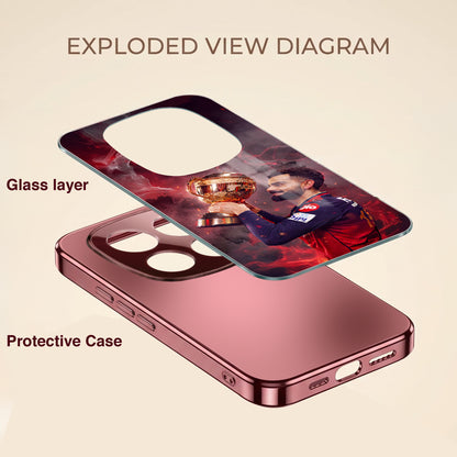 Redmi Note 15 Pro Plus 5G Virat Kohli Burgundy Electroplated Glass Back Case
