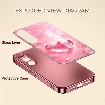 Samsung Galaxy A36 5G Luxury 3D Jelly Heart Pink Electroplated Glass Phone Back Case