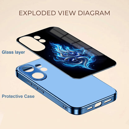Vivo V60 5G Blue Flame OM Blue Electroplated Glass Phone Back Case