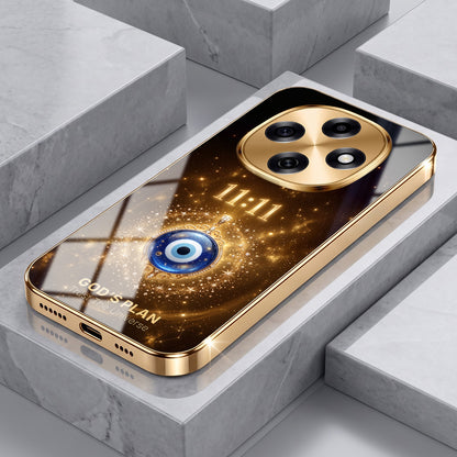 OPPO F31 Pro 5G God’s Plan Evil Eye Gold Electroplated Glass Phone Back Case