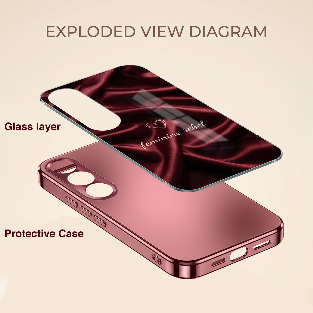 Vivo V70 FE 5G Feminine Rebel Burgundy Electroplated Glass Back Case