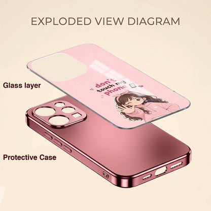 Vivo V70 5G Luxury Anime Girl Pink Electroplated Glass Phone Back Case