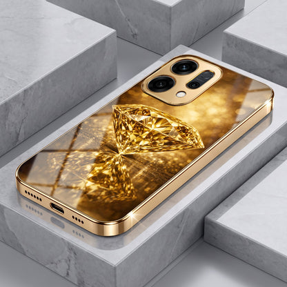 Oppo Reno 14 5G Golden Diamond Gold Electroplated Glass Phone Back Case