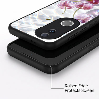 Vivo V50 5G Purple Transparent Cherry Acrylic Glass Back Case