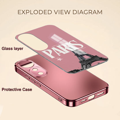 Vivo V40 Pro 5G Luxury Paris Tower Pink Electroplated Glass Phone Back Case
