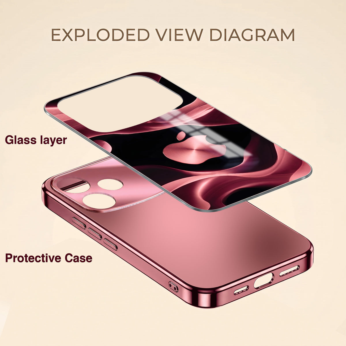 Oppo F33 Pro 5G Luxury Wave Pink Electroplated Glass Phone Back Case