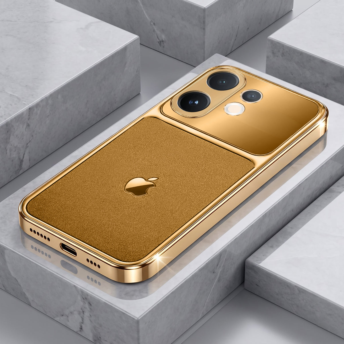 Vivo V60 5G Royal Touch Apple Gold Electroplated Glass Phone Back Case