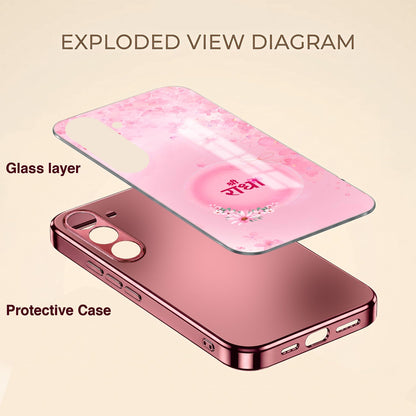 Samsung Galaxy A56 5G Luxury Shree Radha Pink Electroplated Glass Phone Back Case
