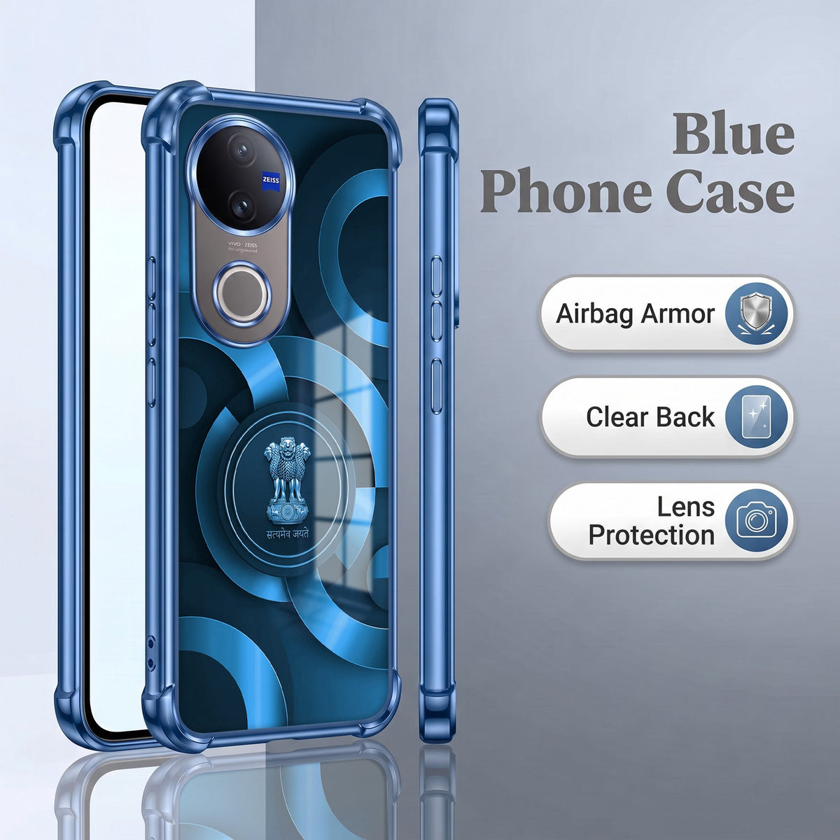 Vivo V50 5G Blue Emblem Airbags Printed Back Case