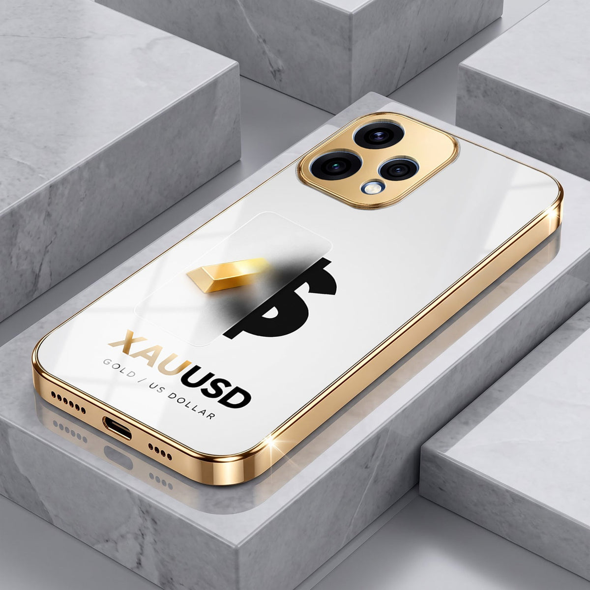 Oppo Reno 15 5G Luxury XAU/USD Gold Electroplated Glass Phone Back Case