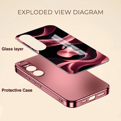 Vivo V70 FE 5G Luxury Wave Pink Electroplated Glass Phone Back Case
